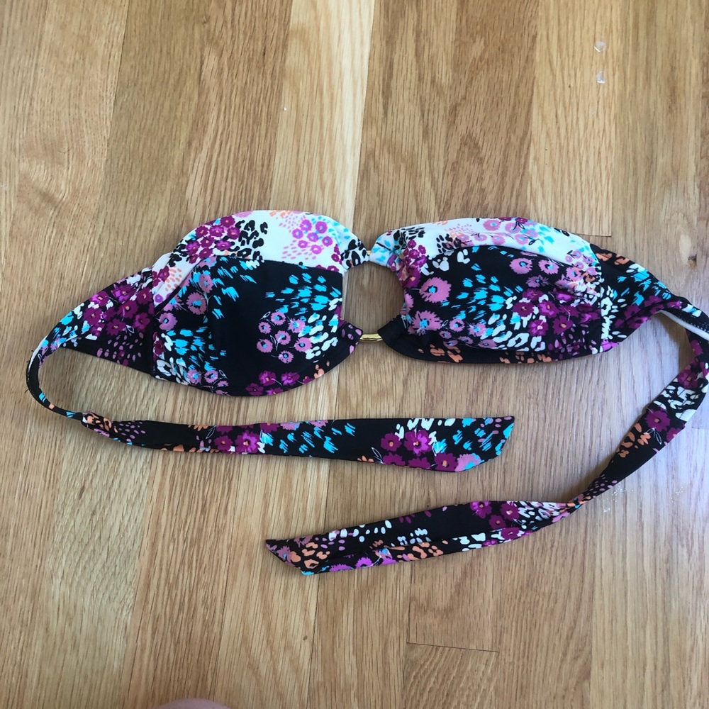Floral bandeau bikini top